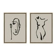thumbnail image 2 of Kate and Laurel Sylvie Minimalist Neutral Line Art Drawing Face and Body Framed Canvas Wall Art Set by The Creative Bunch Studio, 2 piece 18x24 Gold, Modern Minimal Brushstrokes Art for Wall, 2 of 6