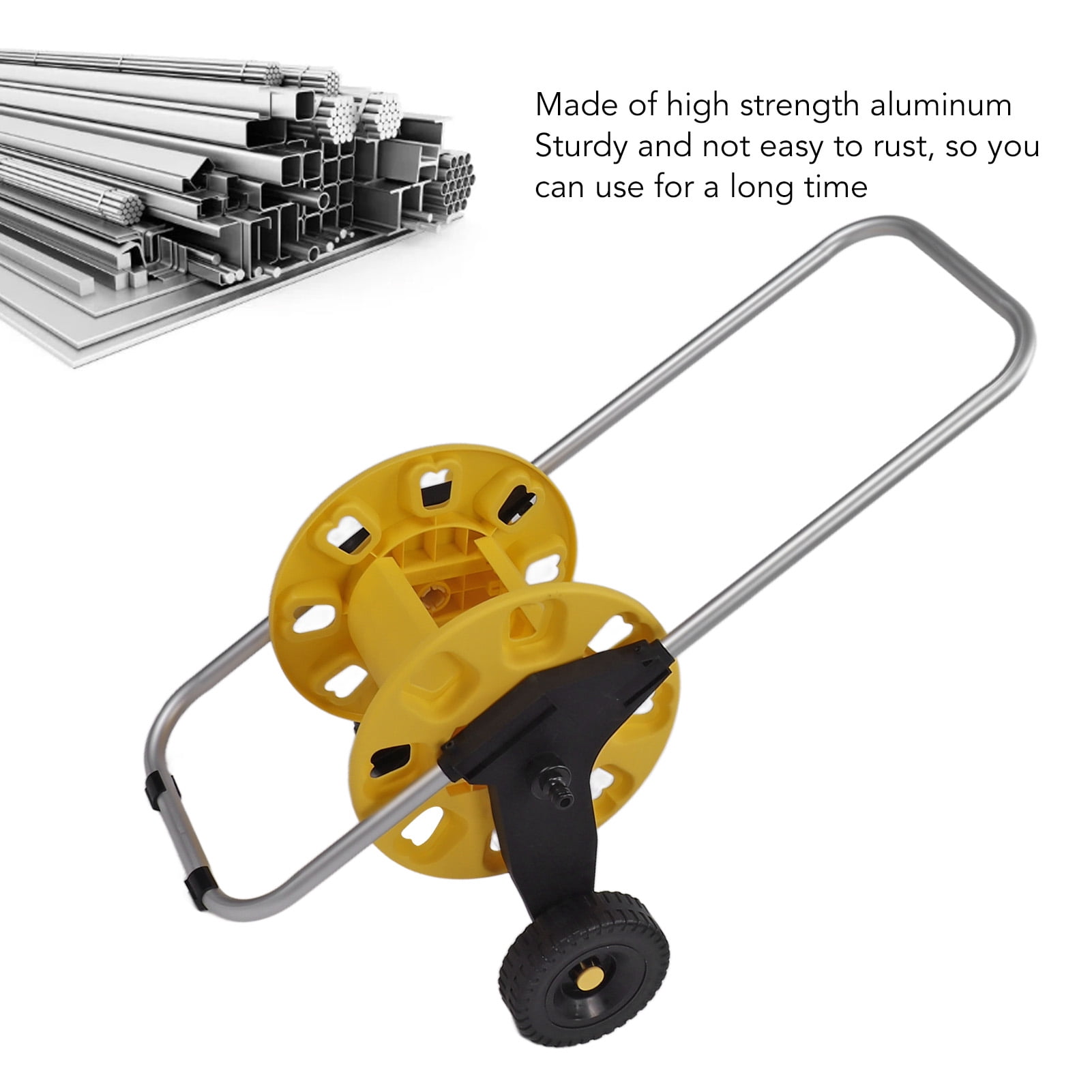 Yajisi Garden Water Hose Reel Cart with Anti-Slip Wheels, Holds Up To 115 ft / 35 m Hoses, Heavy Duty ABS Aluminum Lawn Planting Mobile Storage Organizer for Outside Yard Field, Yellow