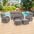 thumbnail image 2 of Jentlehouse 6 Pieces Outdoor Patio Furniture Set,Wicker Rattan Patio Sofa Set with Outdoor Rockers,Coffee Table and Ottomans,Outdoor Conversation Set for Poolside Balcony Backyard Porch, 2 of 12