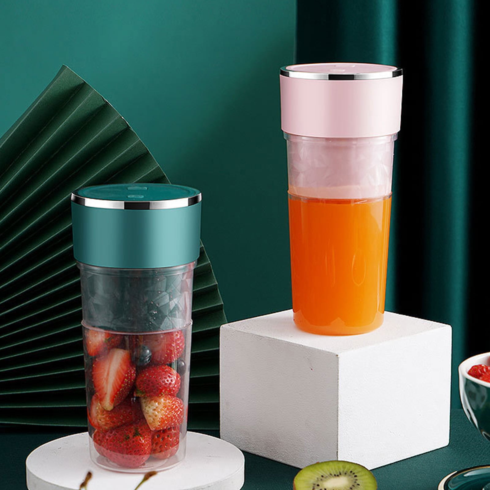 Portable Blender, USB Rechargeable Juicer, Handheld Fruit Mixer, Mini Smoothie Maker for Sports and Travel, Easy to Clean Personal Blender with 4 Blades