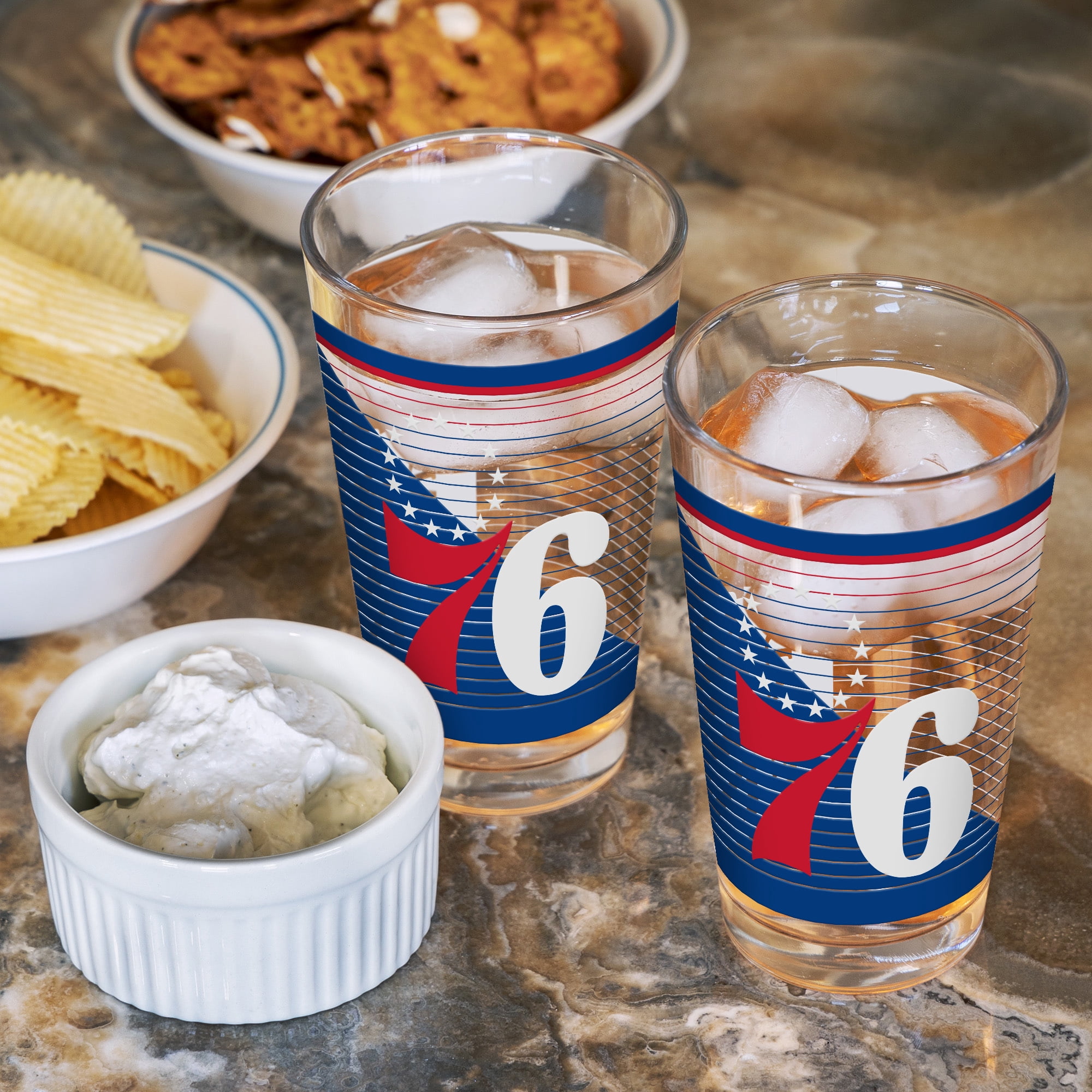 Rico Industries NBA Basketball Philadelphia 76ers 2 Pack 16oz Pint Glass Gift Set