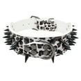 thumbnail image 2 of Flmtop Dog Puppy Faux Leather Rivet Spiked Anti-bite Collar Necklace Pet Neck Band White Leopard, 2 of 9