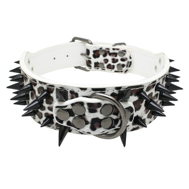 HEVIRGO Dog Puppy Faux Leather Rivet Spiked Anti-bite Collar Necklace Pet Neck Band