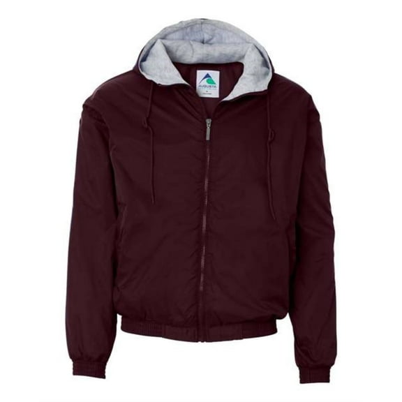 MEN'S HOODED TAFFETA JACKET/FLEECE LINED S Maroon
