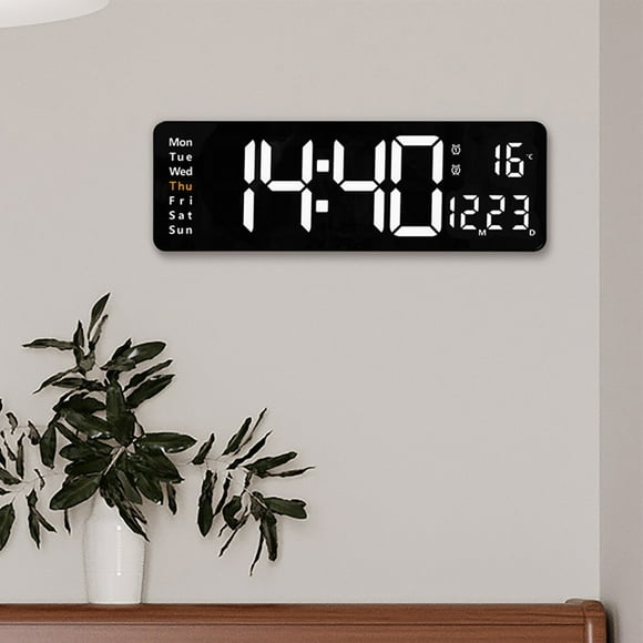 16 Digital Wall Clock with Temperature Date Day Display Stylish Design