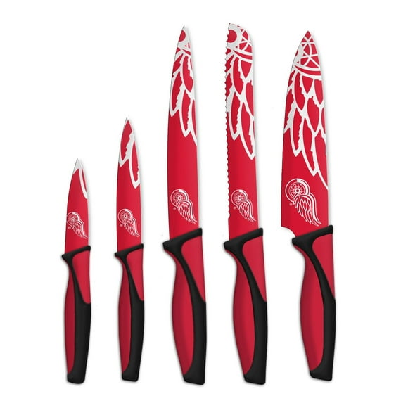 OFFICIALLY LICENSED NHL 5 PIECE KITCHEN KNIFE SET DETROIT RED WINGS
