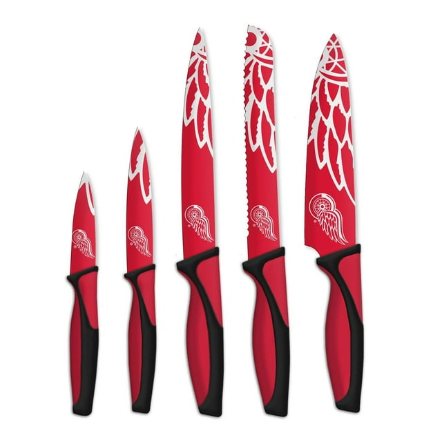 SET DE COUTEAUX DE CUISINE 5 PIÈCES SOUS LICENCE OFFICIELLE LNH DETROIT RED WINGS