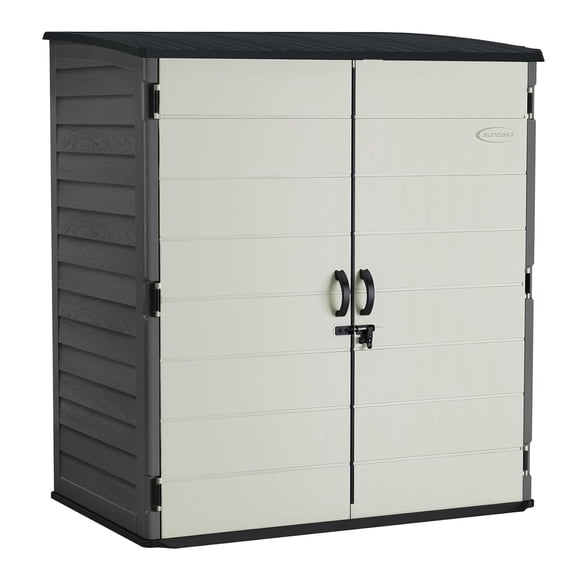 Suncast Extra-Large Vertical Storage Shed, All-Weather Outdoor Backyard Unit, Gray