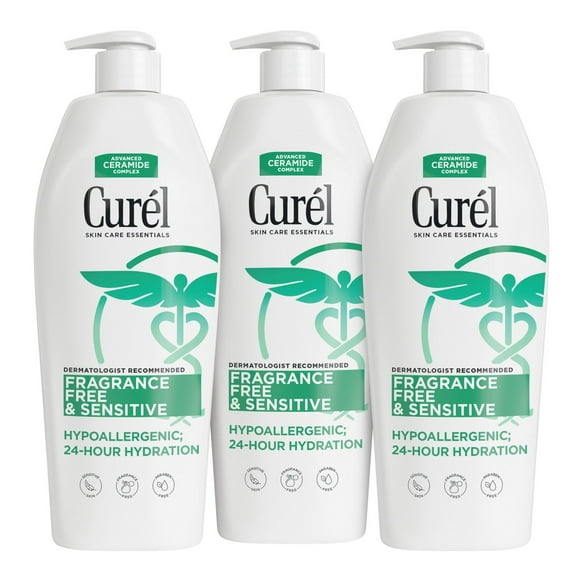 Curel Lotion Sans Parfum, Lotion Hypoallergénique pour Peau Sèche, Recommandée par les Dermatologues, 13 Oz, Lot de 3 (39 Oz au Total)