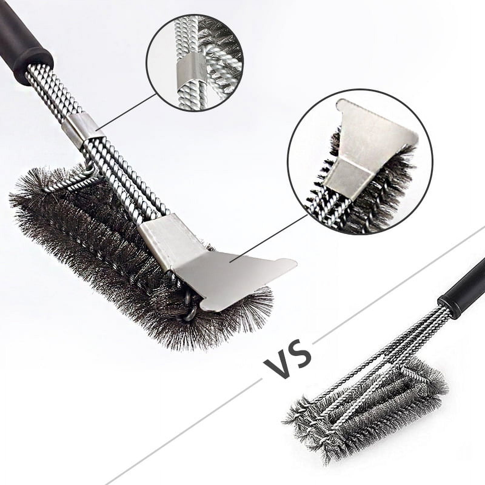  18 Heat Boss Grill Brush and Scraper - 3 Rows of Reinforced  Stainless Steel Bristles - Best Heavy Duty Outdoor Grill Brush for All Grill  Types - Long 18 BBQ Grill