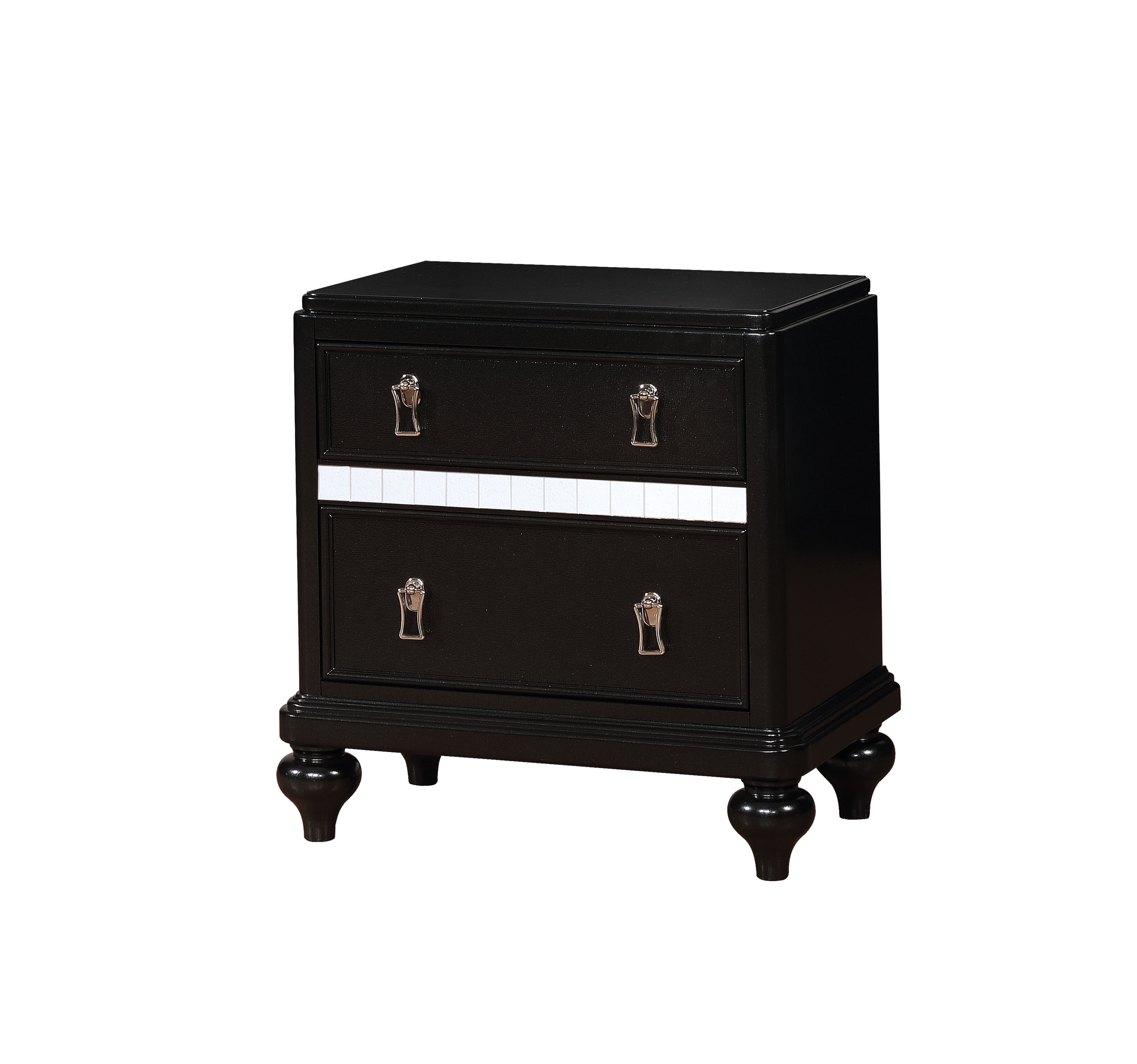 Furniture Of America Cresenda Black Mirror Trim Nightstand