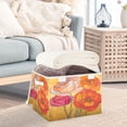 thumbnail image 3 of Yayeee Collapsible Cube Storage Bin with Lid Fabric Closet Decorative Basket with Handles, Orange Abstract Floral, 3 of 7