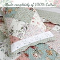 thumbnail image 4 of Cozy Line Country Cottage Floral Blue Pink Scalloped Edge Real Patchwork 100% Cotton 3-Piece Reversible Quilt Set, Queen, 4 of 7