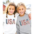 thumbnail image 3 of Ink-Printed USA Distressed Flag Sweatshirt for Women Kids July 4th Family Matching Crewneck White Sweatshirt Youth Large, 3 of 9