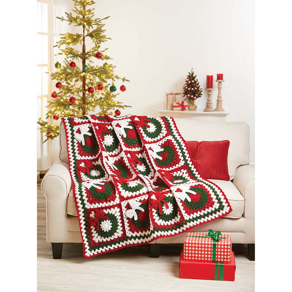 Herrschners® Holiday Wreaths Crochet Afghan Kit
