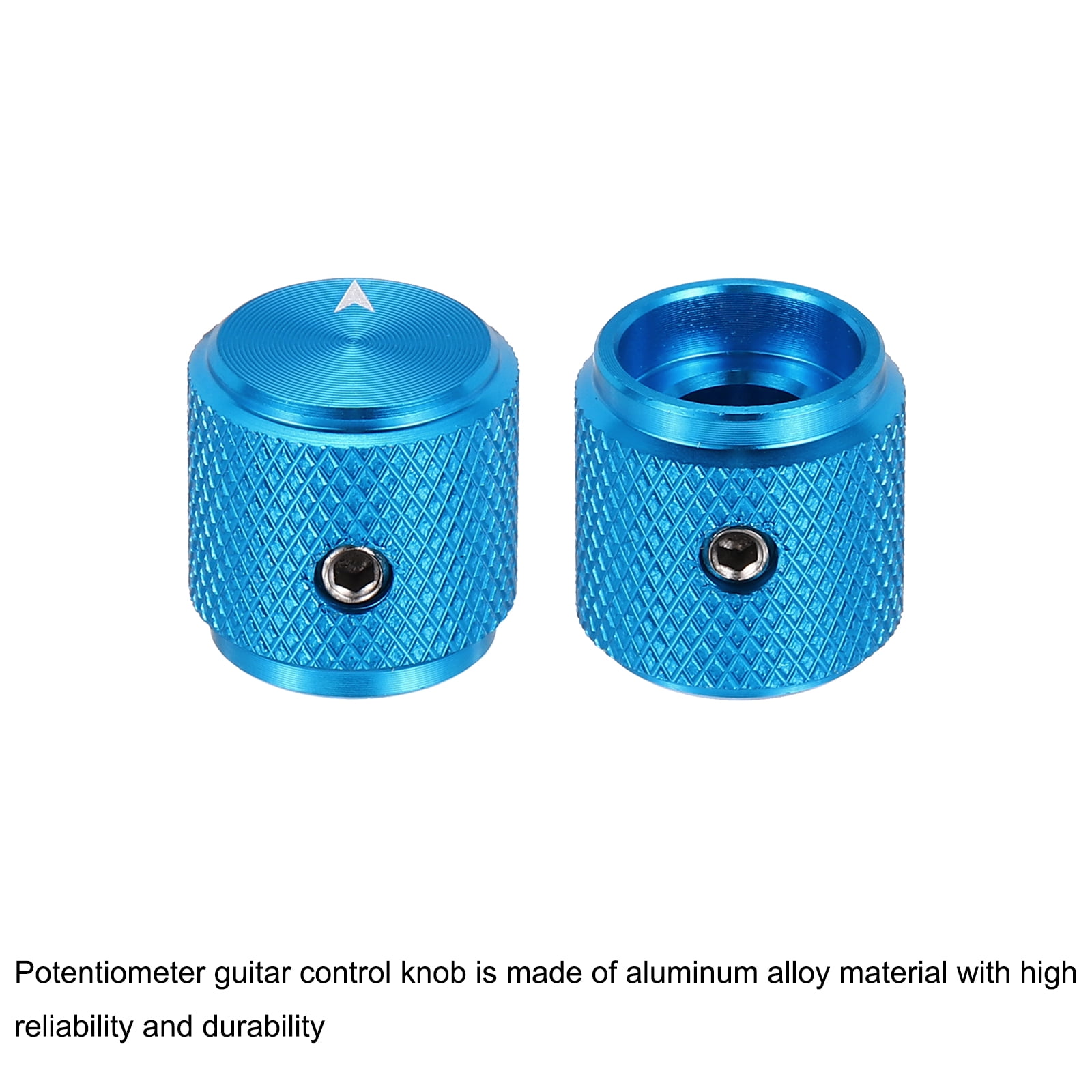 Uxcell 6 Pcs Aluminium Potentiometer Knobs, 1/4" (6mm) Universal Volume Tone Control Knobs with Arrow Indicator for Guitar, 1/2" Blue
