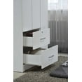 Hodedah 3 Door Bedroom Armoire with Drawers, White Finish