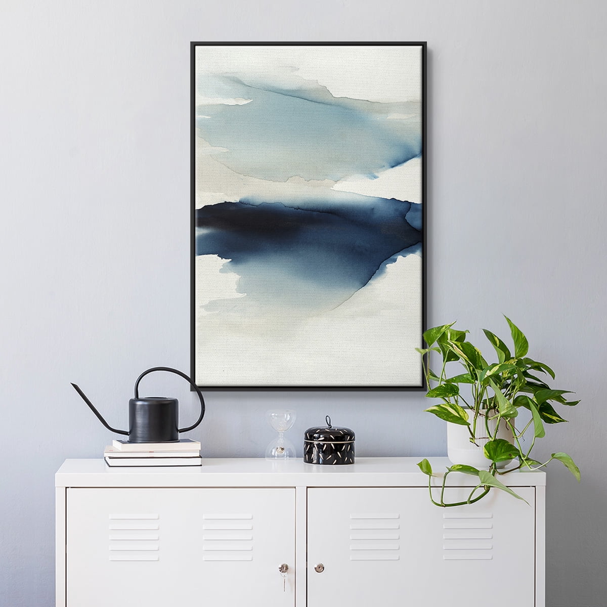 Waves I Framed Premium Gallery Wrapped Canvas - Ready to Hang - 17 x 25 - Black Floating Frame