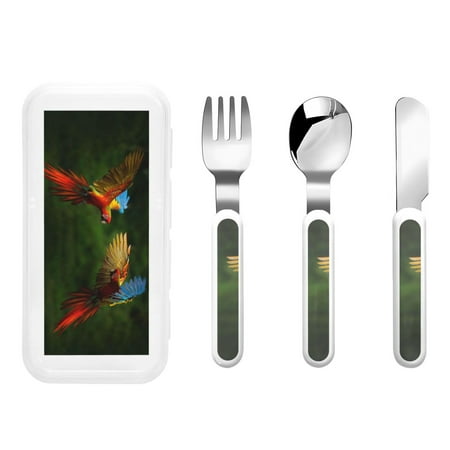

Matuu Hybrid Parrot in the Forest for Stainless Steel Kids Cutlery and Toddler Flatware Kids Utensil Set includes Knives Forks Spoons Ideal for Home and Preschools