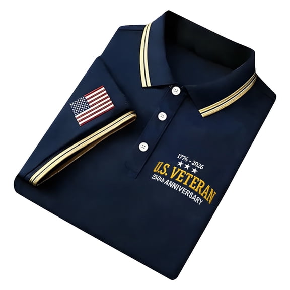 Ticikt Men's Tshirt, Independence Day 250th Anniversary Print Short Sleeve Polo Shirt,Navy