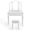 thumbnail image 2 of Gymax Bedroom Tri Folding Mirror Vanity Makeup Table Stool Set White, 2 of 10