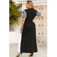 thumbnail image 2 of Women's Plus Size Striped Color Block Round Neck Maxi Dress 95% Polyester 5% Spandex Short Sleeves Machine Washable, 2 of 4