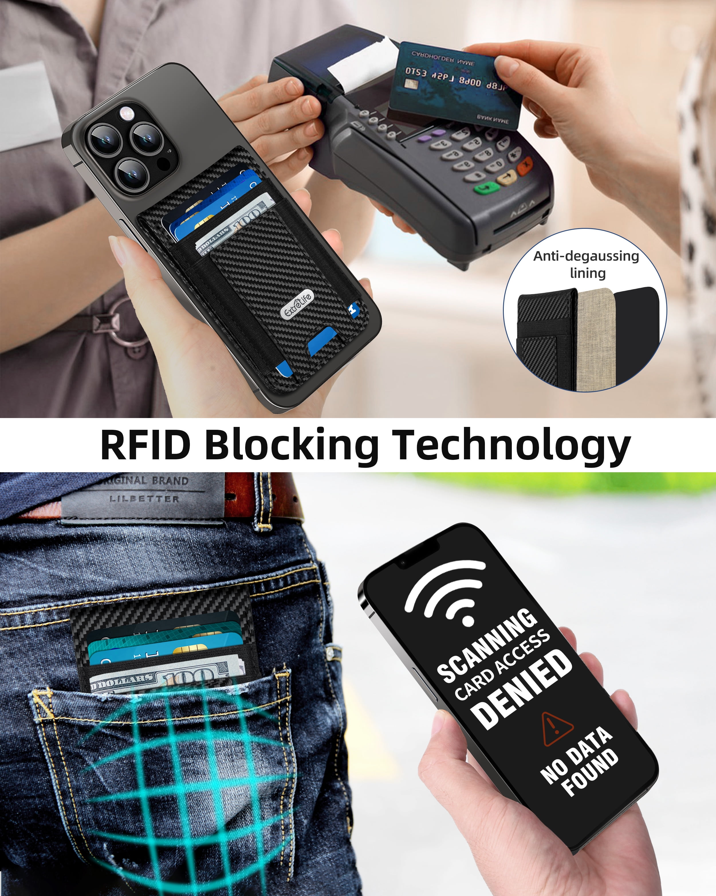 ExtreLife Magnetic Phone Wallet Stand, Magnetic Card Holder Compatible for iPhone 17/16/15/14/13/12 Series, Genuine Leather, RFID Blocking, Fits 9 Cards