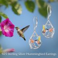 thumbnail image 5 of JUSORA Hummingbird Earrings 925 Sterling Silver Hummingbird Dangle Leverback Earrings Cute Bird Flower Jewelry for Women, 5 of 5