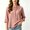 Pink, variant on Asgosdo Women Tops 3/4 Sleeve Mandarin Henley Shirt Collar Solid Clothes Crinkle Textured Outfits Half Button Loose Casual Blouses All Season Womens Shirts