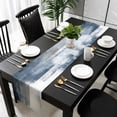 thumbnail image 5 of Blue Grey Table Runner Cotton Linen 90 Inch Holiday Dresser Scarves, Abstract Modern Painting Mottled White Art Tablerunner for Kitchen Coffee Dining Bedroom Living Room Dinner Scarf Décor 13''x90'', 5 of 9