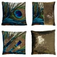 thumbnail image 1 of ABPHQTO Funda de almohada de pavo real, funda de almohada de lentejuelas de sirena reversible de pavo real, funda de cojín para decoración del hogar, 40x40 cm, 1 of 2