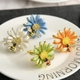 thumbnail image 2 of Bee Flower Gold Napkin Rings, Summer Sweet Holiday Napkin Rings 4-Piece Set, Napkin Cloth, Napkin Buckle for Wedding, Anniversary, Kitchen Table and Party Decoration, Beige+Orange+Blue+Matcha, 2 of 4