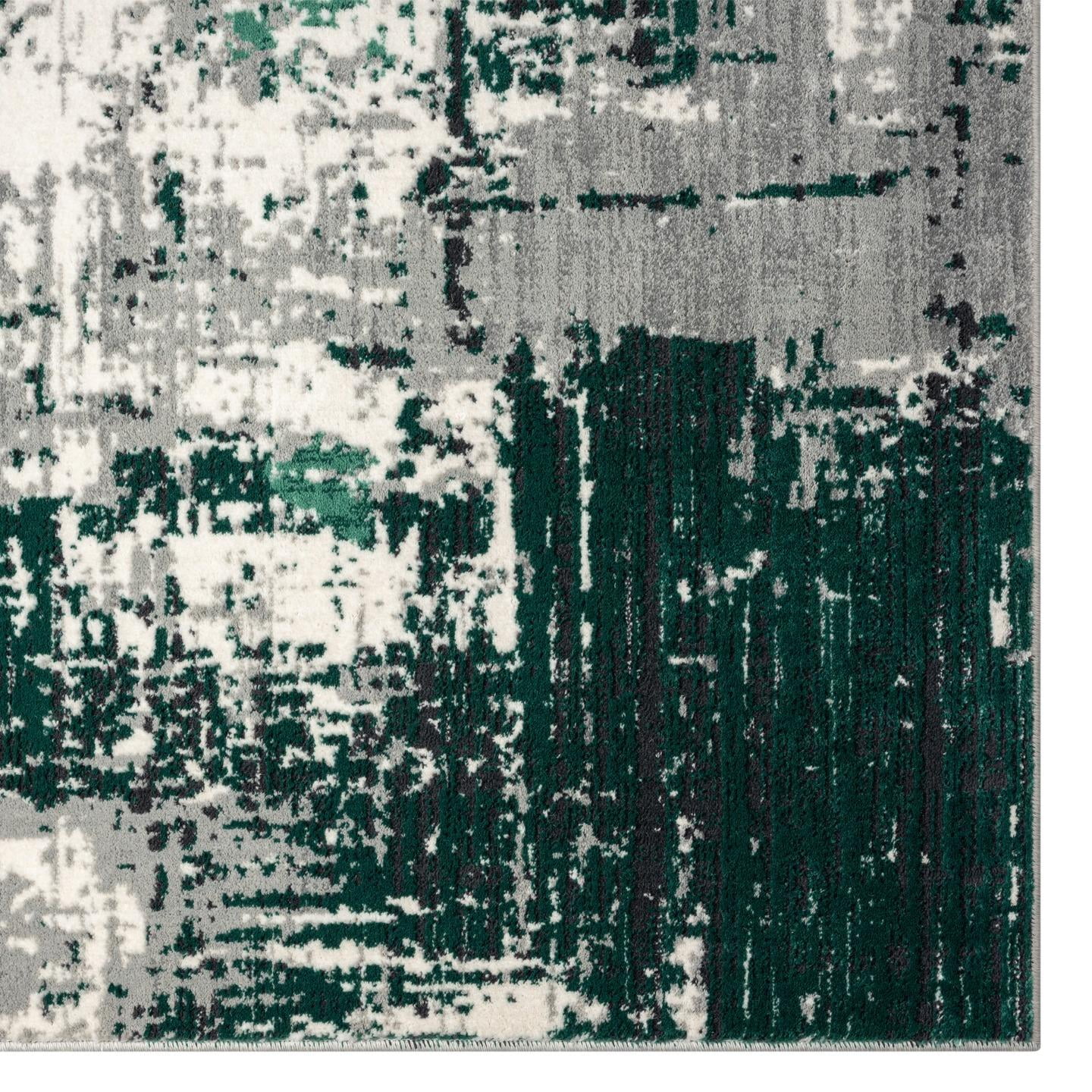 Luxe Weavers Modern Abstract Distressed Green 4x5 Area Rug for Living Rooms and Bedrooms
