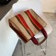 thumbnail image 5 of Bolso de hombro Bolso femenino simple de gran capacidad con asa superior informal a rayas (L) Rojo, 5 of 9