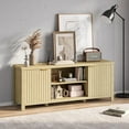 thumbnail image 5 of Fluted TV Stand for TVs up to 65'',Mid Century Modern Entertainment Center with Adjustable Shelves, Wood Media TV Console Cabinet with Fluted Doors for Living Roon Bedroom Natural LTV90Y, 5 of 7
