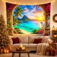 thumbnail image 3 of Floral Garden Tropical with Paradise Grand Weathered Stone, Mystical Fantasy for Space Lovers, Galaxy Room Decor, Mother'S Day Gift, Tapestry Wall Hanging for Bedroom and Dorm, 3 of 7