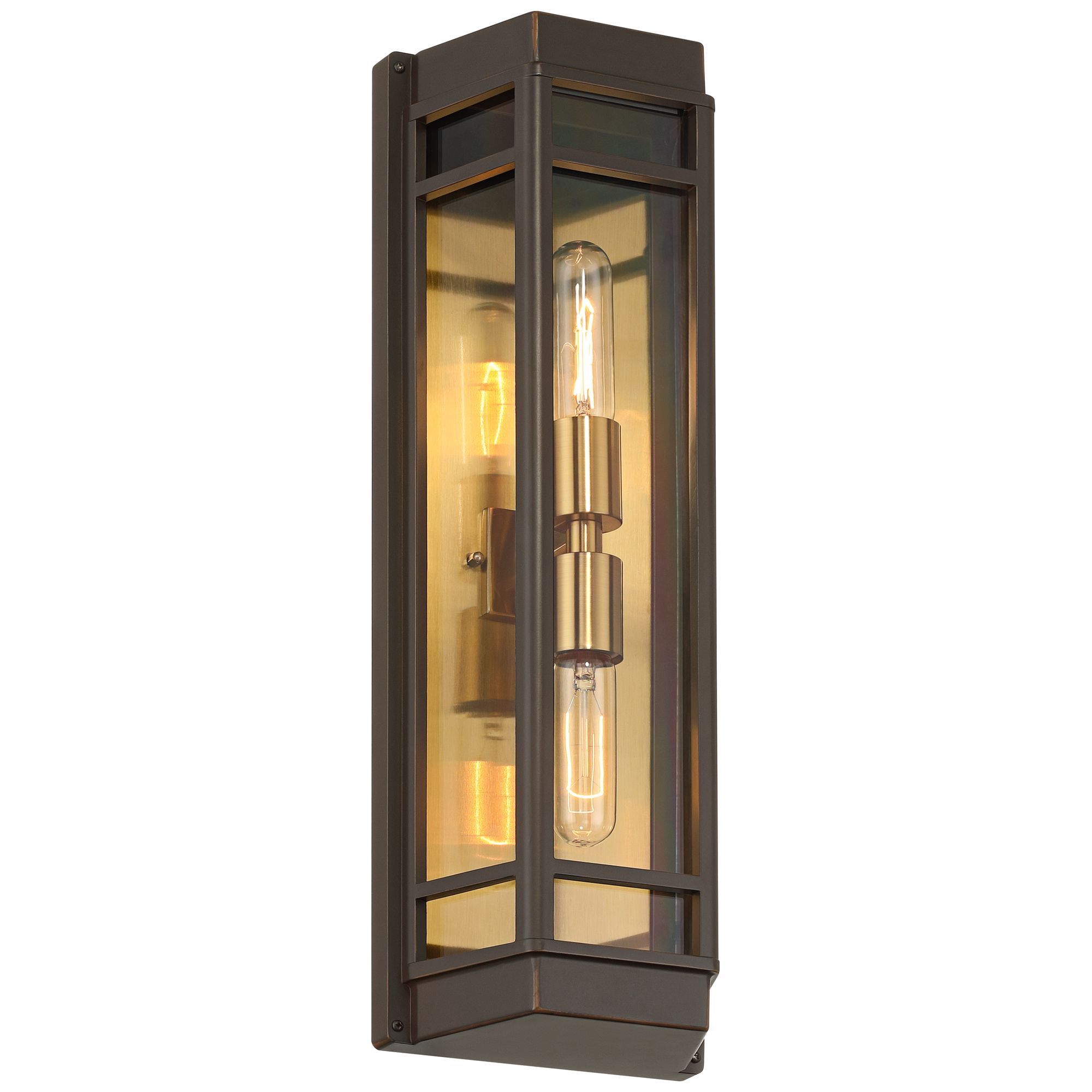 John Timberland Catie 21" High Modern 2-Light Outdoor Wall Light Fixture Mount Porch House Sand Bronze and Brass Finish Aluminum