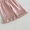 thumbnail image 6 of Generic Toddler Girl Long Shorts Y2K Lace Trim Pettipants Baby Cute Ruffle Hem Baggy Bloomers Boho Flowy Summer Wide Leg Gauze Shorts, 6 of 7