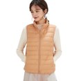 thumbnail image 1 of Wenseny Women’s Stand-up Collar Padded Warm Puffer Vest Zipper Outerwear Quilted Coat Orange 3XL, 1 of 7