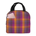 thumbnail image 1 of Disketp Orange and Purple Plaid for Insulated Lunch Bag for Women and Men, Perfect for Work, Hiking, Picnic, 1 of 8