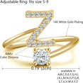 thumbnail image 2 of GHSDFBB Initial Letter Ring for Women Girls Gold Stackable Alphabet Rings with Initial Adjustable Crystal Inlaid Initial Rings Bridesmaid Gift, 2 of 6