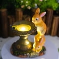 thumbnail image 5 of Estatua de conejo creativa con luz solar para exteriores, adornos artesanales de resina, luz de jardín, estatua de animal para balcón, 5 of 5