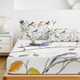 thumbnail image 6 of Cal.King Size Fitted Sheet Set - Leaf Bird 3 Piece Bedding Sets 16" Deep Pocket Fitted Sheet with 2 Pillowcases, Colorful Spring Tree Branch Country Boho Brushed Microfiber Hotel Luxury Bed Sheets, 6 of 9