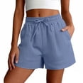 thumbnail image 2 of Riecok Womens Elastic Waist Shorts Drawstring Workout Shorts Breathable Loose Running Daily Wear with Pockets, 2 of 6