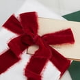 thumbnail image 2 of 1.5 Yards Velvet Wrapping Ribbon,1.5 Inch Wide Handmade Frayed Silk Velvet Ribbon Raw Edge Vintage Fringe Fabric Ribbon for Wrapping Wreath Bow Wedding Bouquet DIY Crafts (Green), 2 of 8