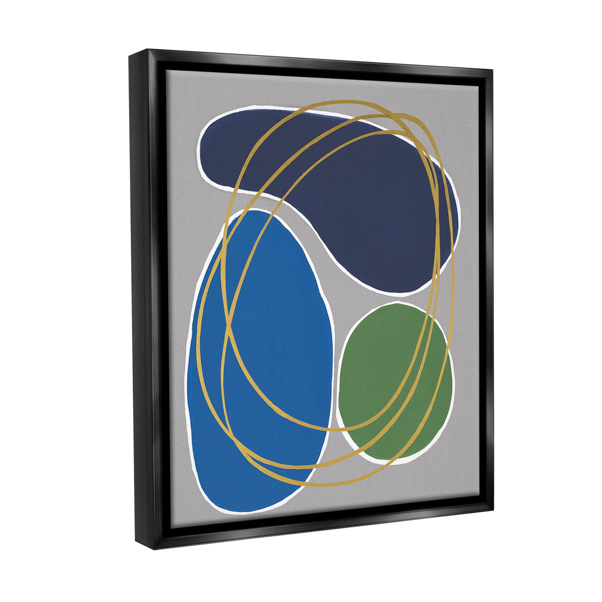 Stupell Industries Abstract Oblong Shapes Abstract Painting Black Floater Framed Canvas Art Print Wall Art, 17 x 21