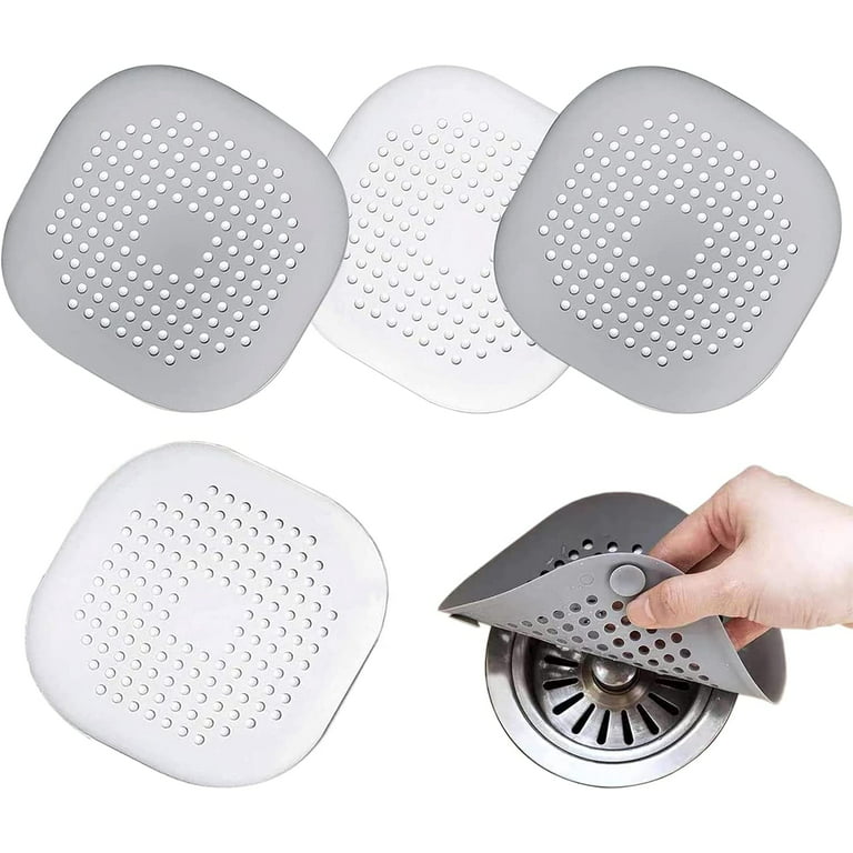 Hair Catcher,Square Hair Drain Cover for Shower Silicone Hair Stopper with Suction Cup,Easy to Install Suit for Bathroom,Bathtub,Kitchen 2 Pack