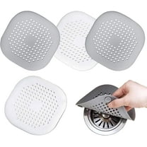 4 Pack Hair Catcher, Square Hair Drain Cover for Shower Silicone Hair Stopper with Suction Cup, Easy to Install Suit for Bathroom, Bathtub, Kitchen