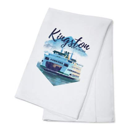 

Kingston Washington Ferry Watercolor Contour (100% Cotton Tea Towel Decorative Hand Towel Kitchen and Home)