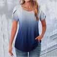 thumbnail image 2 of Seductiva Women's Slim-Fit Short Sleeve T-Shirt Tops for Women Trendy Petal Sleeves Pleated Crew Neck Tunic Blouses Cute Floral Gradient Graphic Tees Summer Shirts Fashion Basic Tees Basic Tees, 2 of 4